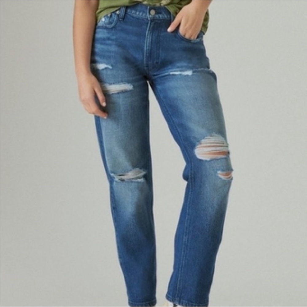 Lucky Brand Boy Mid Rise Relaxed Straight Jeans, Medium Wash, Size 8/29 (See ⬇️)